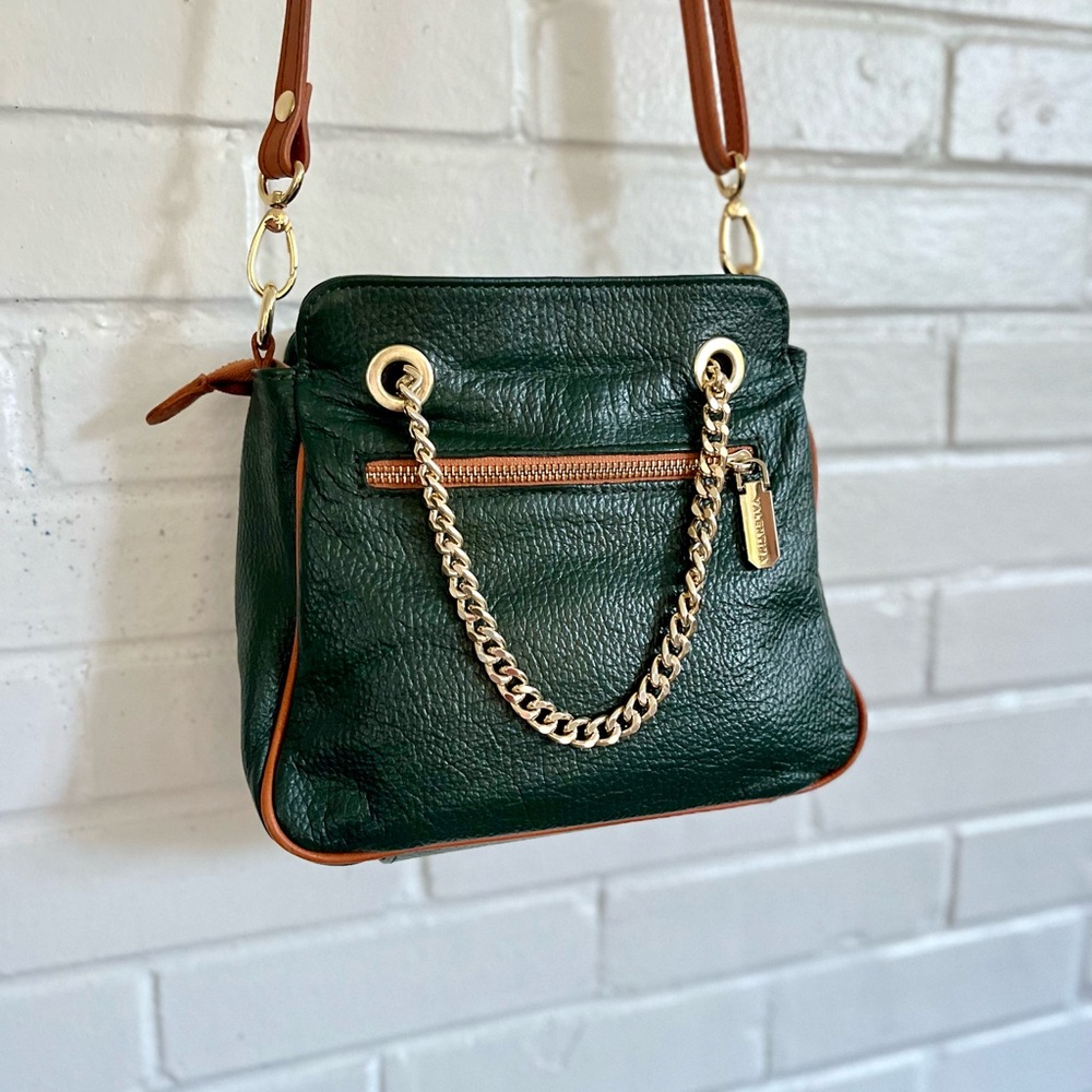 Valentina Italian Pebbled Leather Crossbody/Shoulder Bag in Pine, EUC - Picture 10 of 14